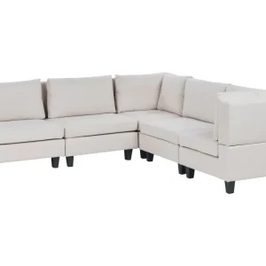 Divano modulare angolare tessuto beige palese lato sinistro 5 posti UNSTAD
