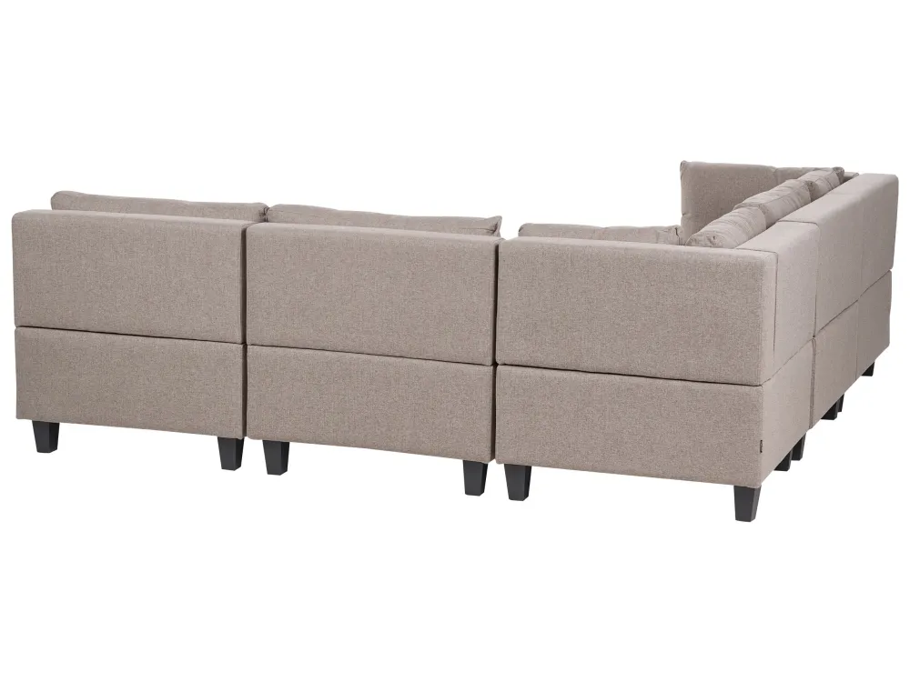 Divano modulare angolare tessuto marrone con pouf 5 posti lato destro UNSTAD