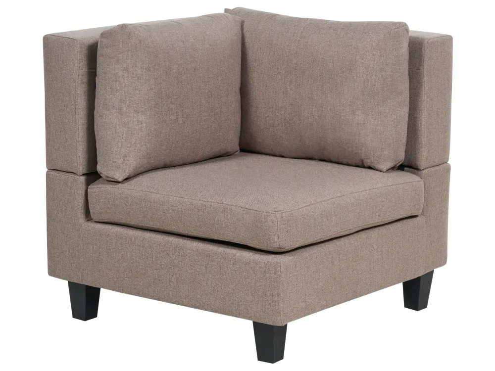 Divano modulare angolare tessuto marrone con pouf 5 posti lato destro UNSTAD