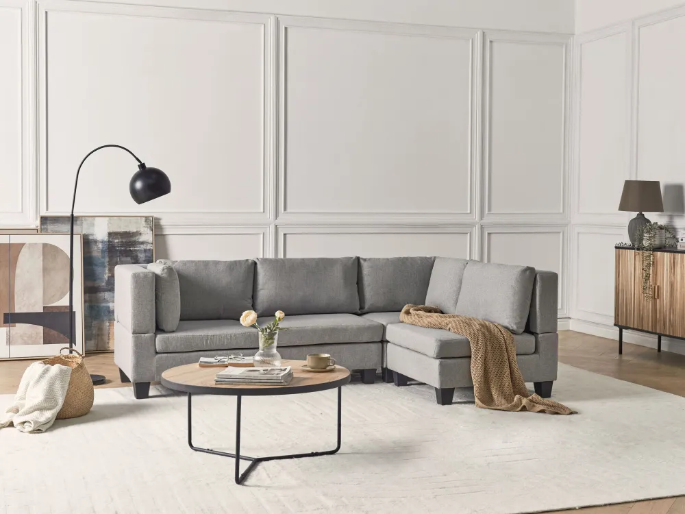 Divano modulare tessuto grigio evidente 4 posti lato sinistro UNSTAD
