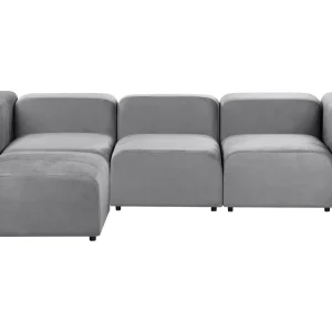 Divano modulare velluto grigio 3 posti con pouf FALSTERBO