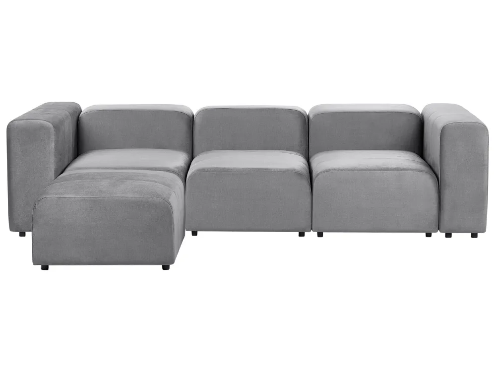 Divano modulare velluto grigio 3 posti con pouf FALSTERBO