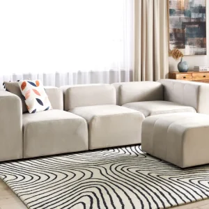 Divano modulare velluto sabbia 3 posti con pouf FALSTERBO