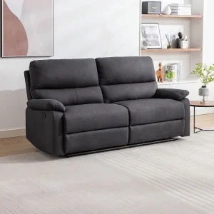 Divano 3 posti relax elettrico Tessuto Antracite LUNANO