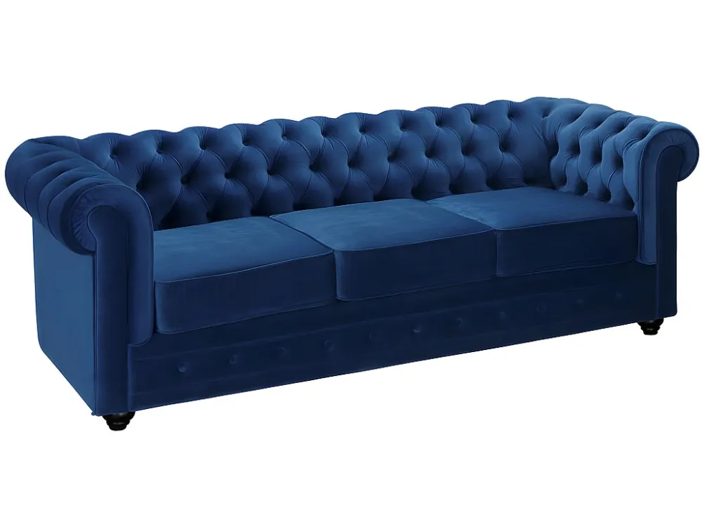 Divano 3+2 posti Velluto Blu reale CHESTERFIELD