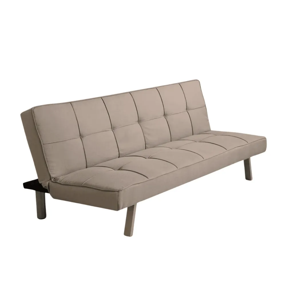 Divano prontoletto 3 posti "Evelin" tessuto di lino con gambe metallo cm 180x81 79h