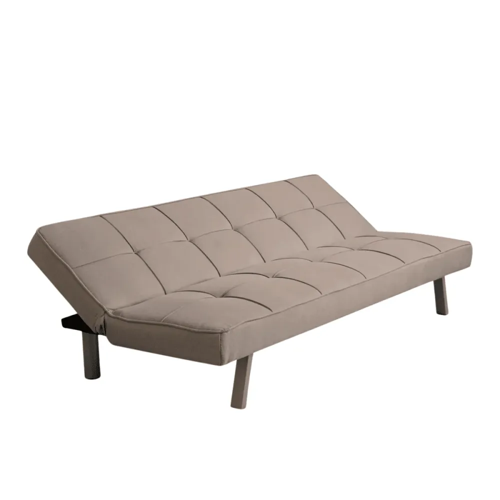 Divano prontoletto 3 posti "Evelin" tessuto di lino con gambe metallo cm 180x81 79h