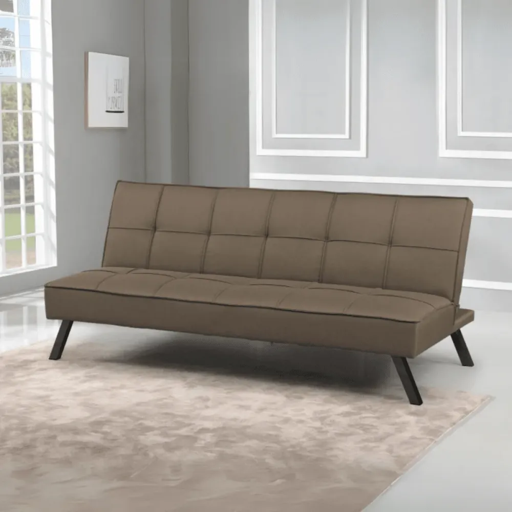 Divano prontoletto 3 posti "Evelin" tessuto di lino con gambe metallo cm 180x81 79h