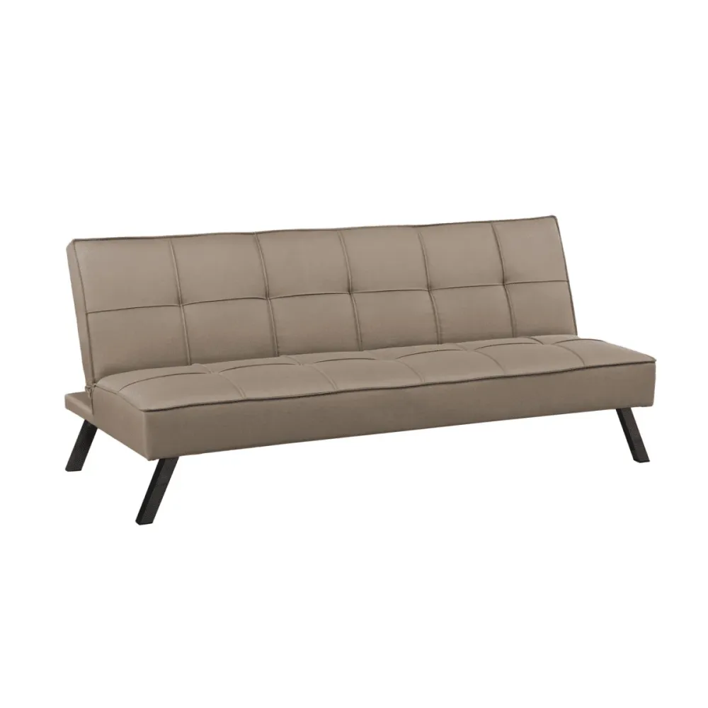 Divano prontoletto 3 posti "Evelin" tessuto di lino con gambe metallo cm 180x81 79h