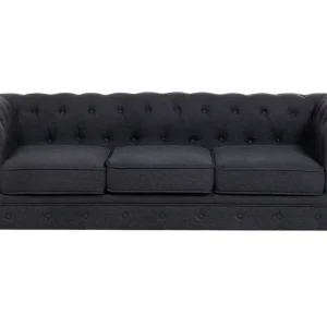 Divano vintage 3 posti tessuto grigio scuro CHESTERFIELD