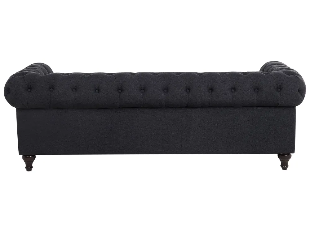 Divano vintage 3 posti tessuto grigio scuro CHESTERFIELD