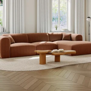 Grande divano angolo destra Tessuto testurizzato Terracotta POGNI della Maison Céphy