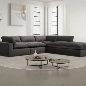 Grande divano Velluto Antracite Angolo destra Contemporaneo AMAURY