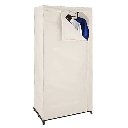 1a-handelsagentur Tessuto Guardaroba Beige Con Cremagliere Dell'Indumento Armadio di Stoffa Armadio