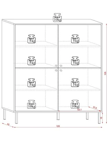 3xEliving Bewer cassettiera moderna stile legno, 140 cm 3E 3xE living.com