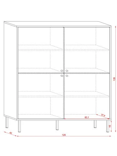 3xEliving Bewer cassettiera moderna stile legno, 140 cm 3E 3xE living.com