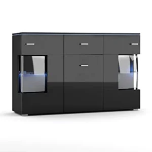 3xEliving Cassettiera moderna Izabela, 150 cm, nero lucido