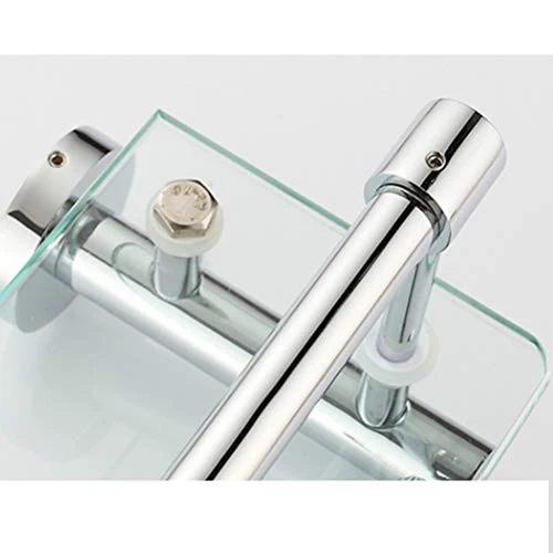 ABBD Portaoggetti Moderno Vetro per Bagno Montato Parete con Barra e portasciugamani Acciaio Inossidabile Cromato Lucido,...