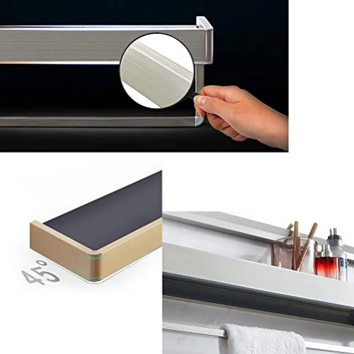 ABBD Scaffale per Bagno Moderno Vetro flottante Montato Parete con Barra e portasciugamani Acciaio Inossidabile Spazzolato...
