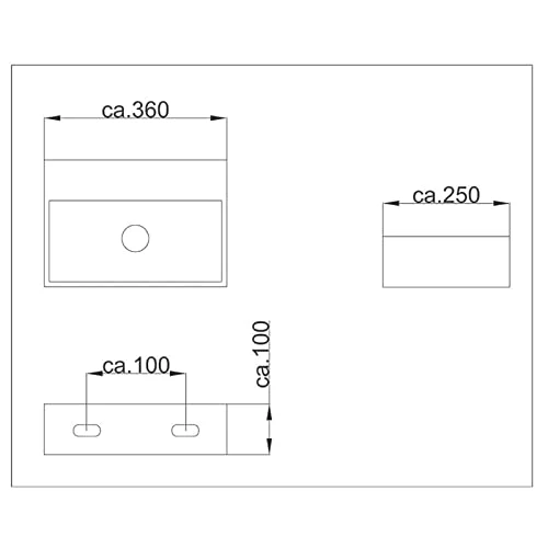 Alpenberger - Lavabo con rivestimento antibatterico ceramica, 36 x 25 cm, da appendere o da appoggio, con rivestimento nan...