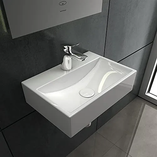 Alpenberger - Lavabo con rivestimento antibatterico ceramica, 36 x 25 cm, da appendere o da appoggio, con rivestimento nan...