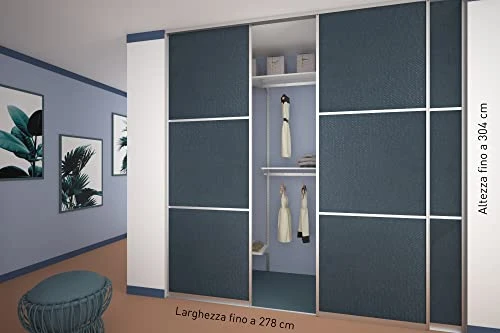 Alucabina - Porta Scorrevole 3 ante per chiusura cabina armadio. Altezza fino 304 cm SU MISURA - Larghezza fino 278 cm