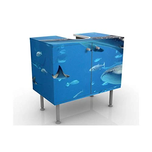 Mobile per lavabo design Fish Sea 60x55x35cm, basso, Larghezza: 60cm, regolabile, mobiletto da lavandino, lavandino, mobil...