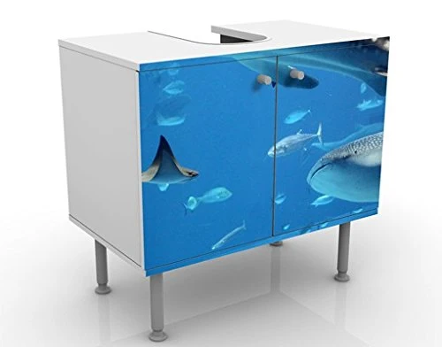 Mobile per lavabo design Fish Sea 60x55x35cm, basso, Larghezza: 60cm, regolabile, mobiletto da lavandino, lavandino, mobil...