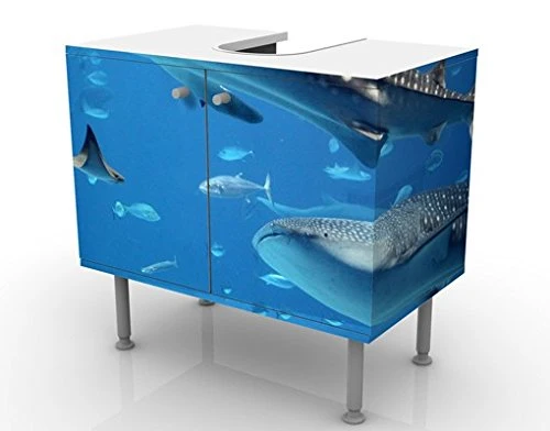 Mobile per lavabo design Fish Sea 60x55x35cm, basso, Larghezza: 60cm, regolabile, mobiletto da lavandino, lavandino, mobil...