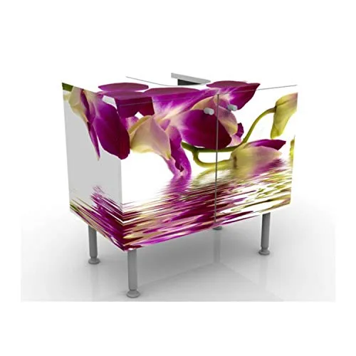 Mobile per lavabo design Pink Orchid Waters 60x55x35cm, basso, Larghezza: 60cm, regolabile, mobiletto da lavandino, lavand...
