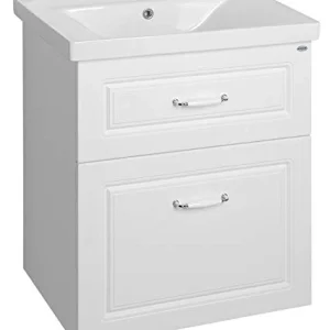 Mobile sottolavabo con lavabo 65 cm sospeso bianco opaco Soft Close Aqualine
