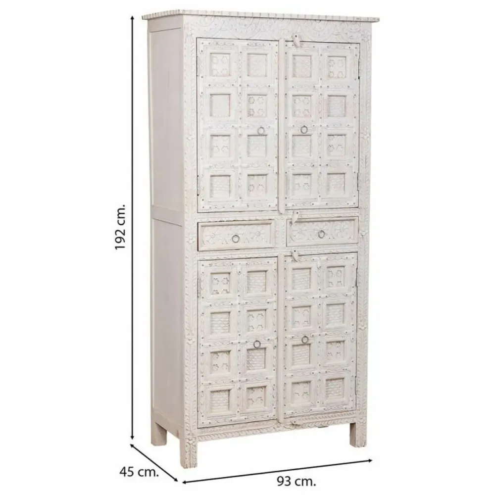 Armadio guardaroba Alexandra House Living Bianco Legno di mango 93 x 192 x 45 cm