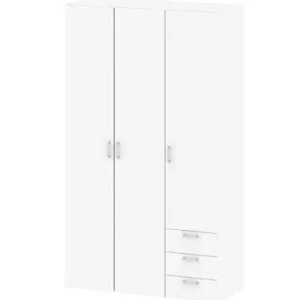 Armadio 3 ante e 3 cassetti bianco, 115,8X49,50X200,40H Arredo Stock