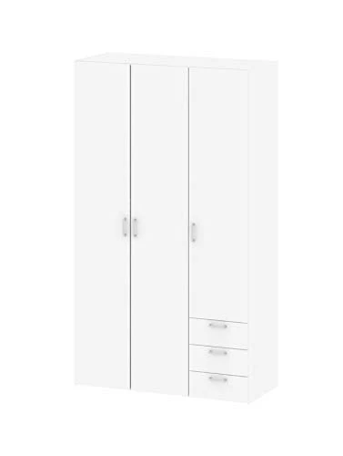 Armadio 3 ante e 3 cassetti bianco, 115,8X49,50X200,40H Arredo Stock