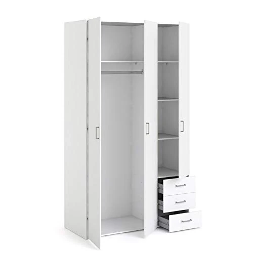 Armadio 3 ante e 3 cassetti bianco, 115,8X49,50X200,40H Arredo Stock