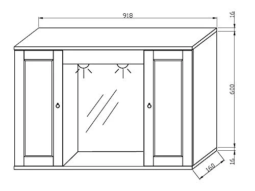 Specchiera pensile cm.91,8x16x60, 2 ante legno arte povera con illuminazione Arredobagnoecucine