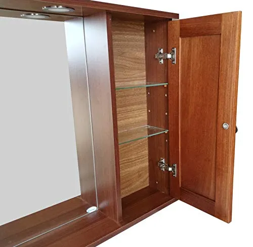 Specchiera pensile cm.91,8x16x60, 2 ante legno arte povera con illuminazione Arredobagnoecucine