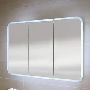 Specchiera specchio bagno pensile contenitore 3 ante, fascia led, cm.70x95x13 Arredobagnoecucine