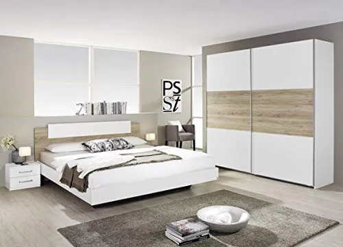 AVANTI TRENDSTORE - Boris - Armadio con Ante scorrevoli Legno Laminato di Colore Quercia San Remo/Bianco. Dimensioni Lap 2...