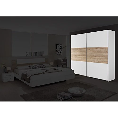 AVANTI TRENDSTORE - Boris - Armadio con Ante scorrevoli Legno Laminato di Colore Quercia San Remo/Bianco. Dimensioni Lap 2...