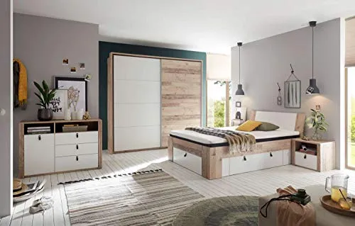 AVANTI TRENDSTORE - Carli - Arredamento per Camera da Letto, Legno Laminato di Colore Marrone Chiaro/Bianco (Old Style) (A...