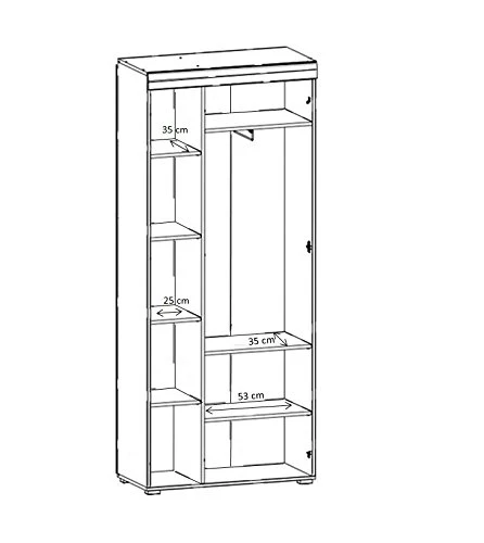 AVANTI TRENDSTORE - Funny - Armadio Guardaroba con Specchio e con Ante Battente, Laminato di Quercia d'Argento e Bianco, D...