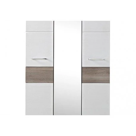 AVANTI TRENDSTORE - Funny - Armadio Guardaroba con Specchio e con Ante Battente, Laminato di Quercia d'Argento e Bianco, D...