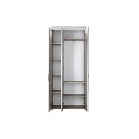 AVANTI TRENDSTORE - Funny - Armadio Guardaroba con Specchio e con Ante Battente, Laminato di Quercia d'Argento e Bianco, D...