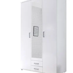 AVANTI TRENDSTORE - Kalle - Armadio ad Ante Battente con Specchio nel Centro e con 2 cassetti Legno Laminato, Disponibile...