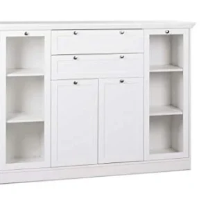 AVANTI TRENDSTORE - Lando - Comó Legno Laminato di Colore Bianco con 2 Ante Vetro, 2 Ante Legno e 2 cassetti, Cornice Supe...