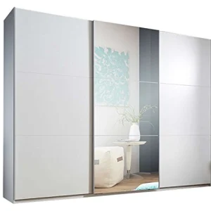 AVANTI TRENDSTORE - Marvin - Armadio ad ante scorrevoli con quella centrale specchiata, legno laminato bianco. Offre molto...