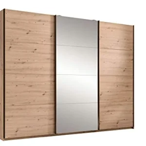 AVANTI TRENDSTORE - Olmo - Armadio con 3 Ante scorrevoli con Parte Centrale specchiata, Legno Laminato di Colore Quercia A...