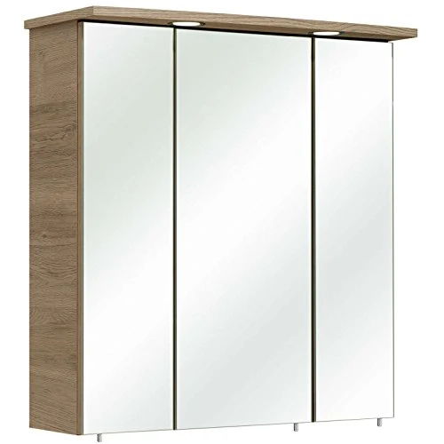 AVANTI TRENDSTORE - Pietro - Armadietto da bagno specchiato con 3 anta specchiate, 6 ripiani e 2 luci LED, laminato di que...