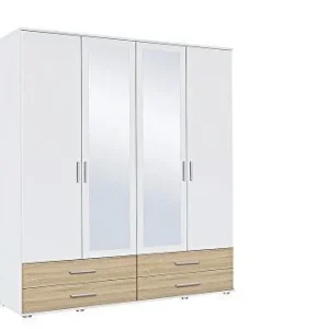 AVANTI TRENDSTORE - Rasant - Armadio ad Ante Battente con 2 Ante con Specchio e 4 cassetti. Laminato di Colore Quercia San...